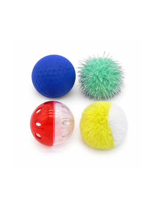 Set 4 Bile Jucării Pentru Pisici Blană Multicoloră