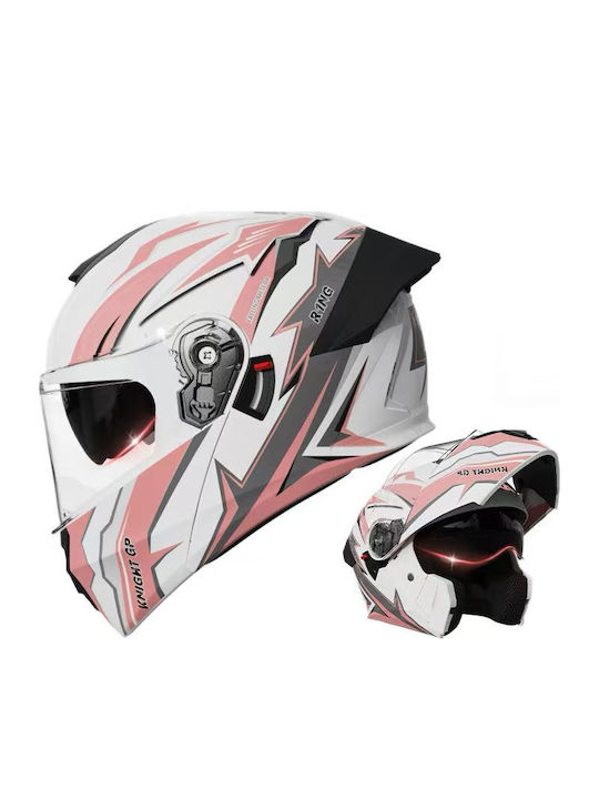 FIXATO Viper Roz Casca Moto Flip-Up ECE 22.06 cu Vizieră Solară
