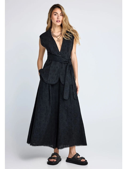 Women's High Rise Cotton Pantaloons in Relaxed Fit Black