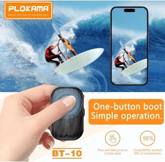 Plokama Bt-10 Wireless Bluetooth Selfie Remote Android & Ios Range 10m Black