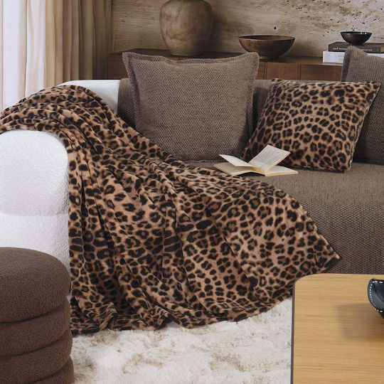 Nef-Nef Homeware Sofa-Kissen Cheetar aus Samt Braun 45x45cm