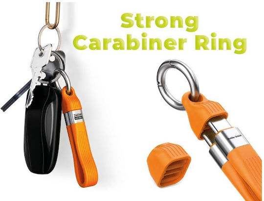 Mobile Origin Braided / Flat / Keychain USB 2.0 Video Cable USB-C Male - USB-C 240W PD Orange 0.13m MO-UK-CB17-ORG