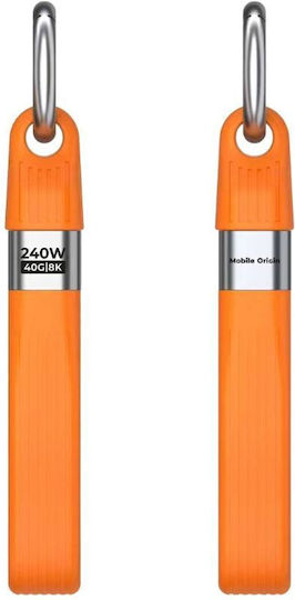 Mobile Origin Braided / Flat / Keychain USB 2.0 Video Cable USB-C Male - USB-C 240W PD Orange 0.13m MO-UK-CB17-ORG