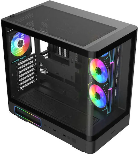 FSP/Fortron M581 Gaming Midi Tower Κουτί Υπολογιστή με Πλαϊνό Παράθυρο και ARGB Φωτισμό Μαύρο
