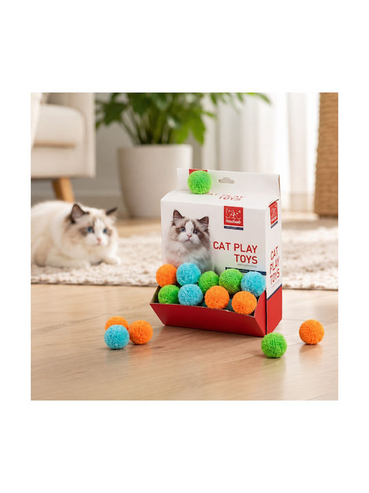 Set 48 Fluffy Balls Cats Multicolor