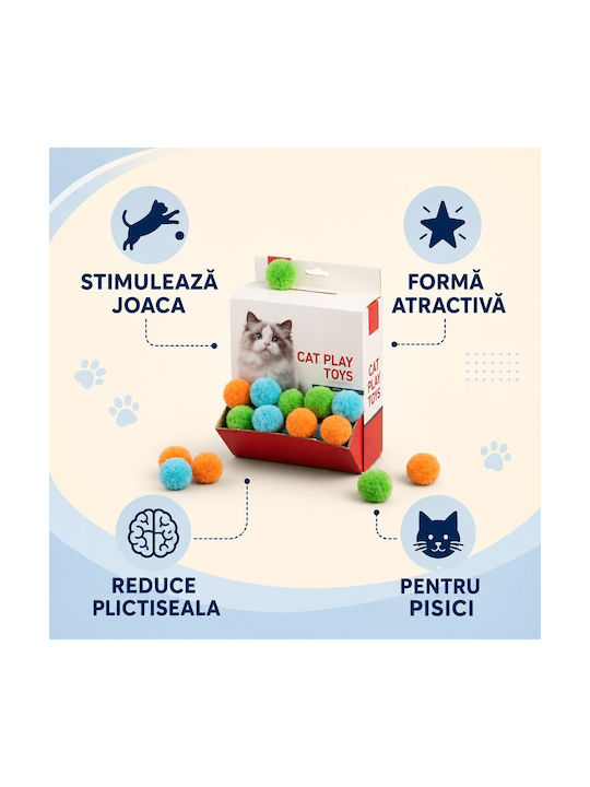 Set 48 Fluffy Balls Cats Multicolor