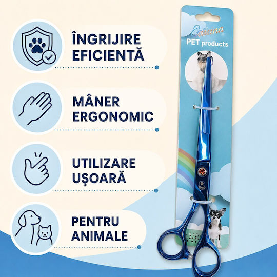 Foarfece Drepte Albastre Profesionale Pentru Îngrijirea Animalelor