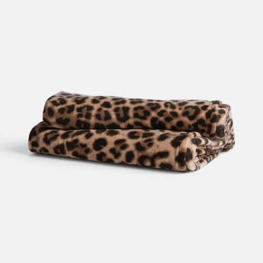 Nef-Nef Homeware Cheetar Одеяло Полар За Канапе 130x180см Кафяво
