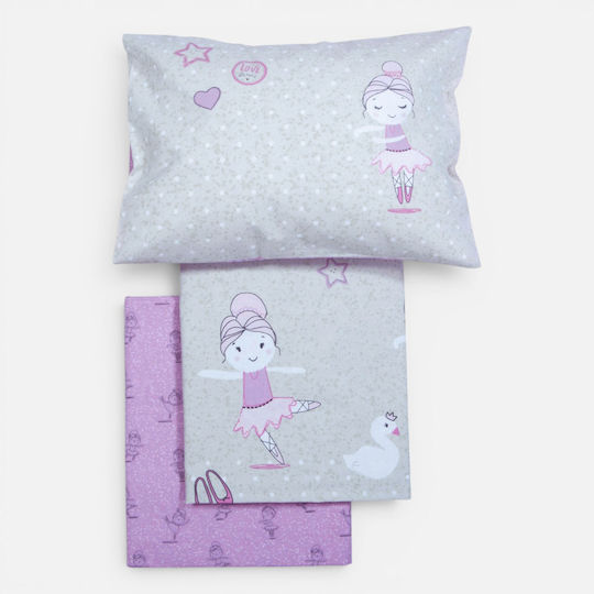 Nef-Nef Homeware Set Baby Crib Sheets Cotton Ballerine World Green 120x170cm