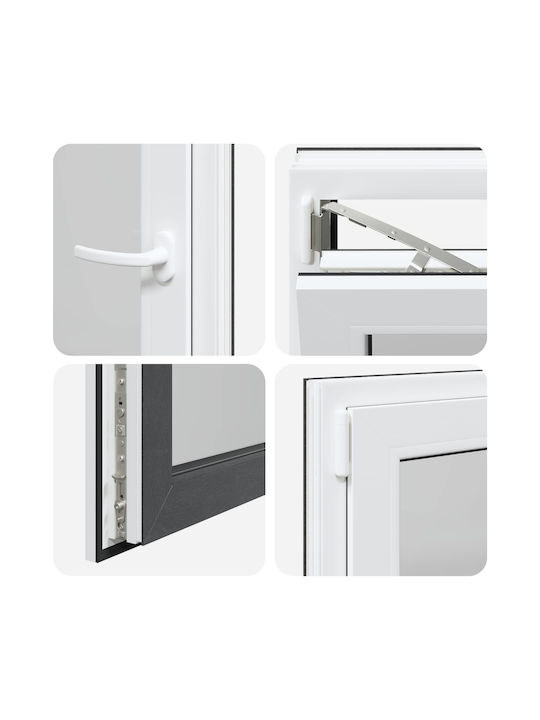 vidaXL Hinged Window PVC Risor W60xH80cm