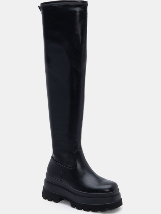 Wildleder Damenstiefel Über dem Knie Schwarze