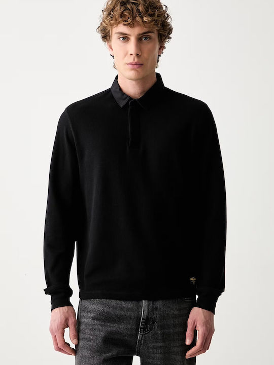 Polo Long Sleeve Black Blouse