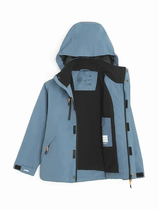 Kids Casual Short Hooded Blue Coat