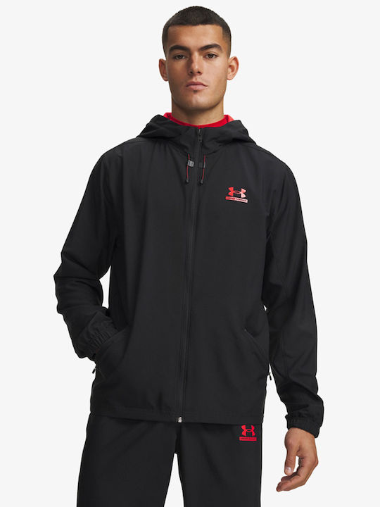 Under Armour Jachetă țesută Negru / Racer Roșu