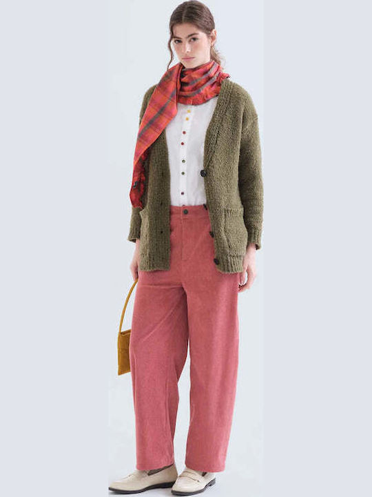 Gestrickte Damen Strickjacke mit Knöpfen Grün
