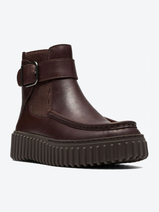 Torhill Buckle Leather Women's Ankle Boots Brown