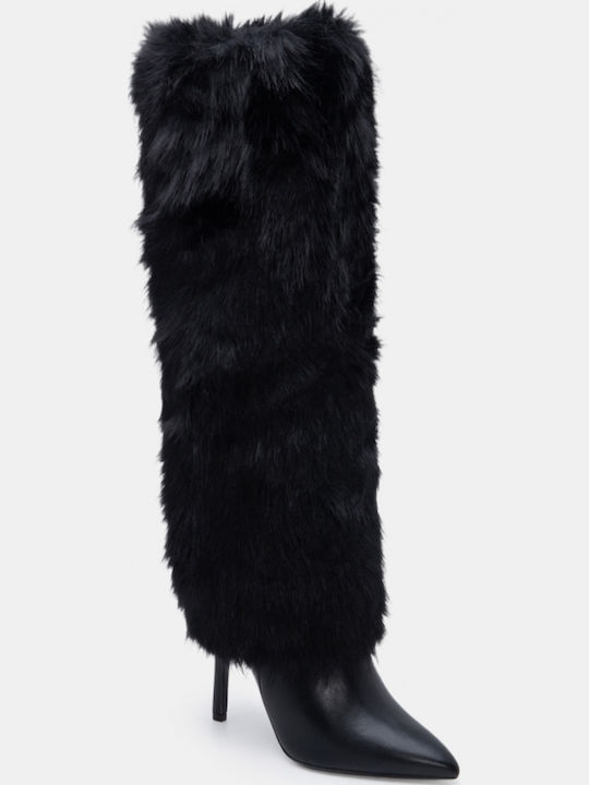 Suede Women's Boots with High Heel Black