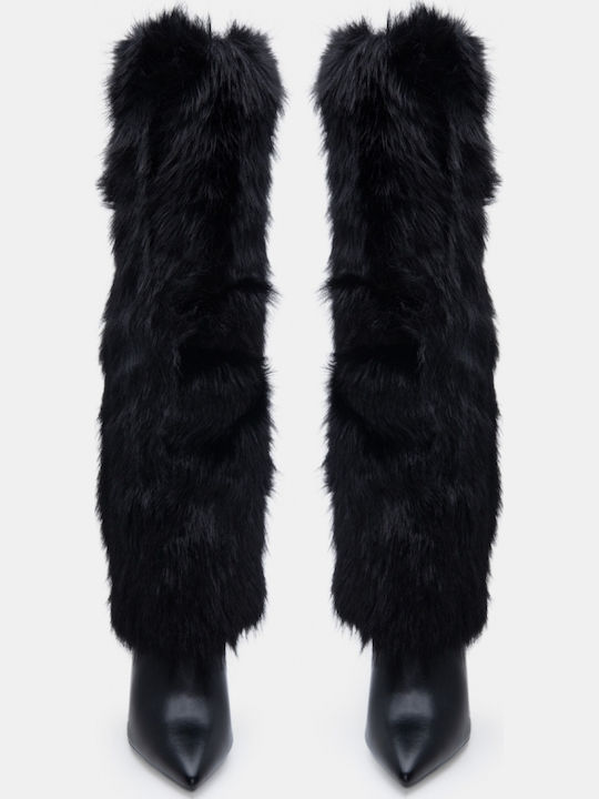 Suede Women's Boots with High Heel Black