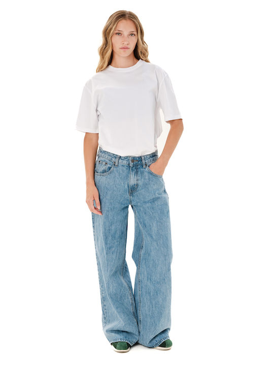 Hochgebirge Damen Jeans Hosen in Breit Bein Stil 262.EW44.94 Hellblau