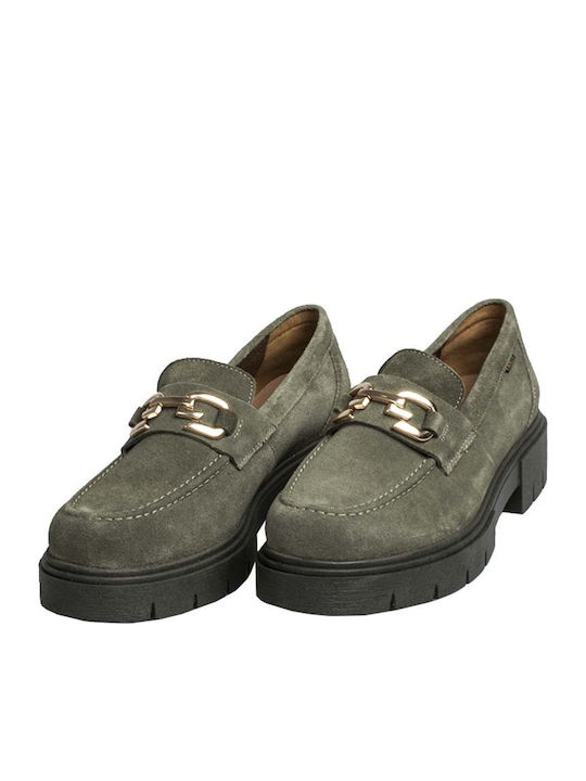 Damen Mokassins in Khaki Farbe