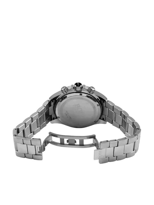 Boss Ανδρικό Ρολόι 44mm Χρονογράφος Μπαταρίας με Ασημί Ατσάλινο Μπρασελέ