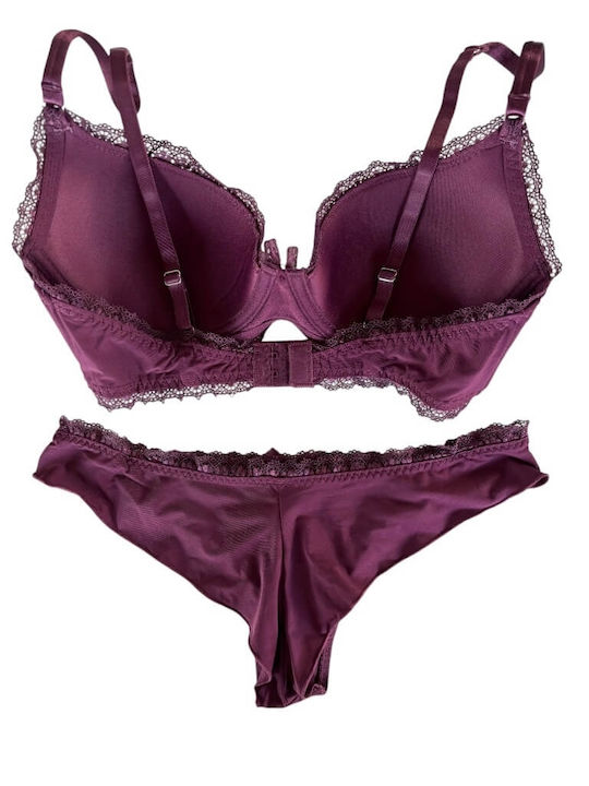 Infiore Infiore Damenunterwäsche-Set Mit Spitze BH Mit Brasilianischer Bordeau Farbe