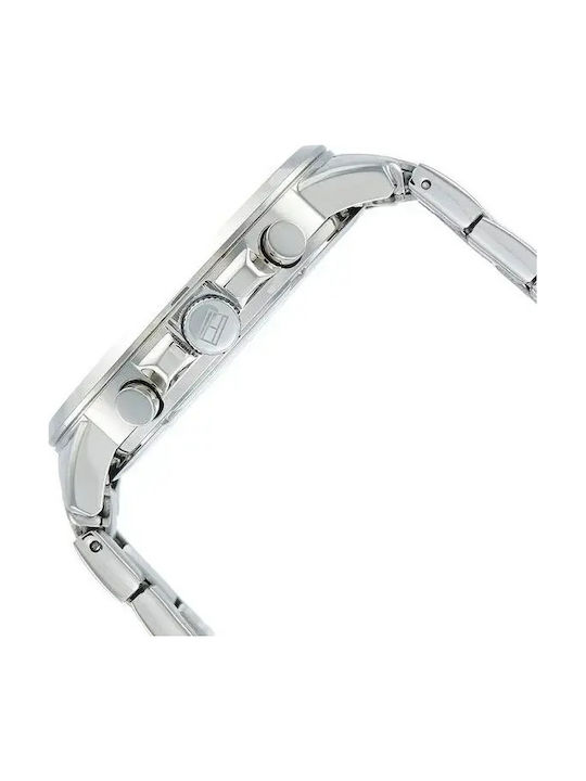 Tommy Hilfiger Evan Ανδρικό Ρολόι 44mm Χρονογράφος Μπαταρίας με Ασημί Ατσάλινο Μπρασελέ