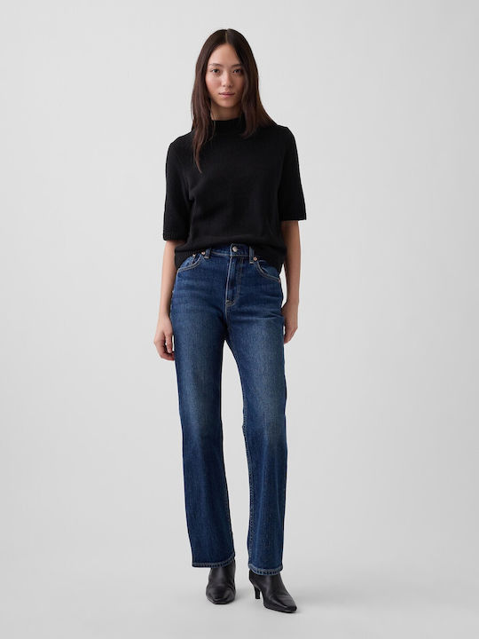 Women's Crop Cotton Basic Black Sweater