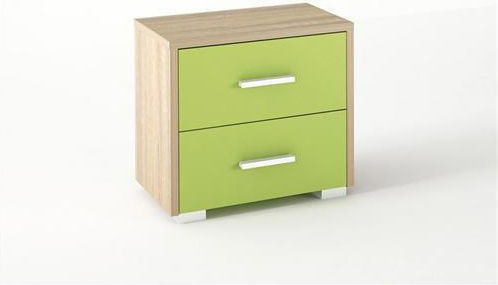 Νο.7 Κομοδίνο Ξύλινο Oak-Green 50x34x48cm