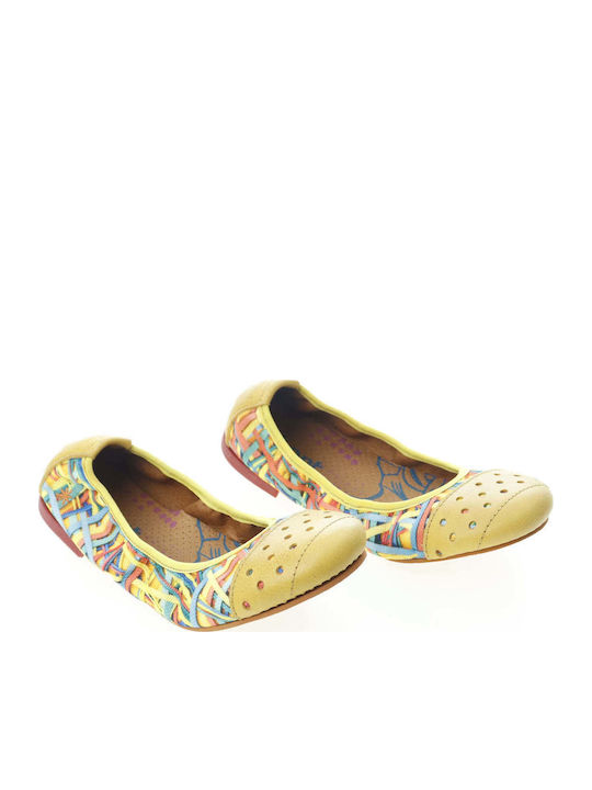 Kids Ballerinas With Hoop & Loop Closure Yellow