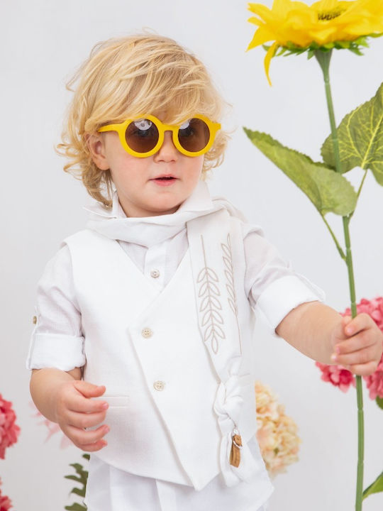 Bambolino Costum de botez cu vestă pentru băiat Nikolas Bej