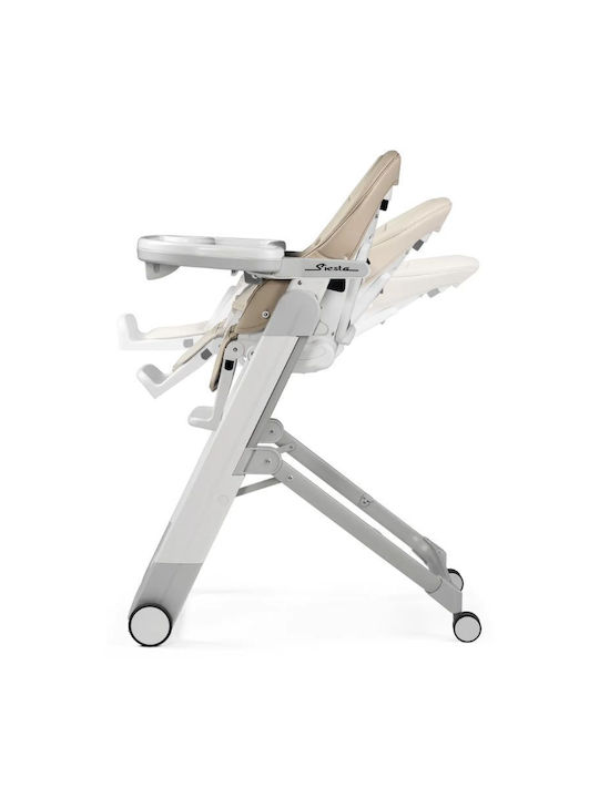 Peg Perego Foldable Baby Highchair with Adjustable Height Beige