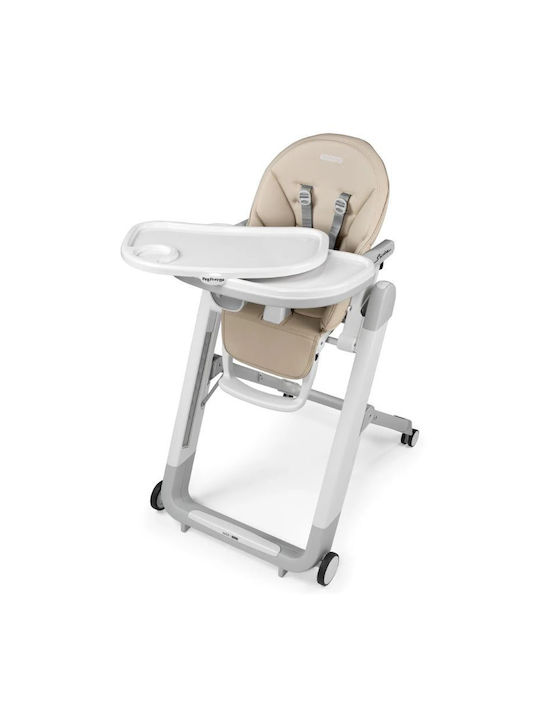 Peg Perego Foldable Baby Highchair with Adjustable Height Beige