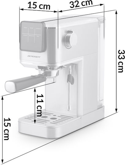 Berdsen Μηχανή Espresso 1350W Πίεσης 20bar Ασημί BD-770