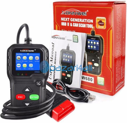 Konnwei KW680 Διαγνωστικό Αυτοκινήτου με Οθόνη OBD 2 με Καλώδιο