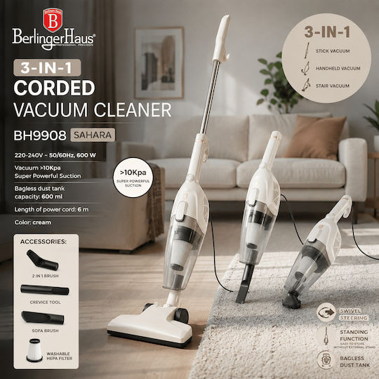Berlinger Haus BH-9908 Elektrischer Stielstaubsauger 600W