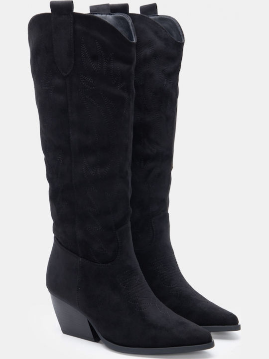 Women's Cowboy Boots with Mid Heel Black