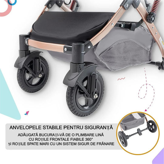 Cărucior 2 în 1 Reglabil Potrivit pentru Nou-născuți Negru 15kg