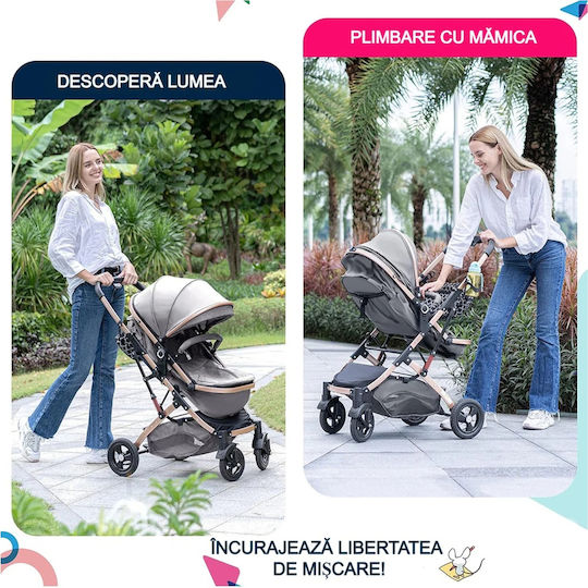Cărucior 2 în 1 Reglabil Potrivit pentru Nou-născuți Negru 15kg