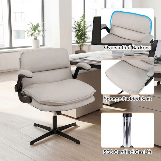 Costway Criss Cross Scaun de Birou cu Brațe Reglabile Bej