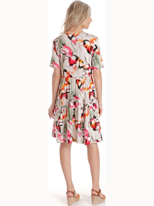 Rochie De Vară Pentru Femei Midi Rochie-Cămașă Cu Volane Crem