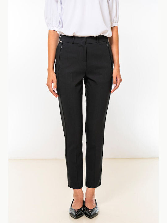 Siena Pantaloni Dama Din Țesătură În Linie Tapered Negru