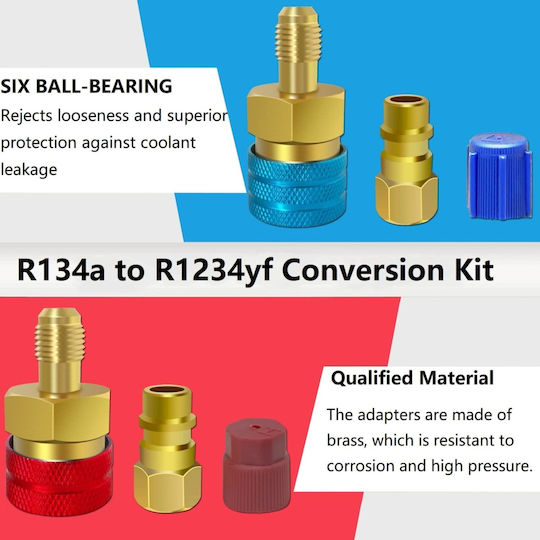 Quick Adapter R1234yf To R134a Set 2 Ac Auto Couplers High Low Side 1/4 Sae Freon Charging Air Conditioning Service