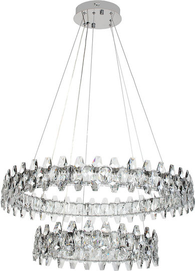 Keskor Silver LED Ceiling Light with Crystals 60x60cm