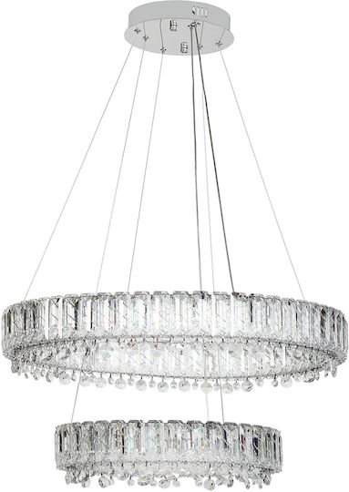 Keskor Adjustable Silver LED Ceiling Light with Crystals 60x60cm