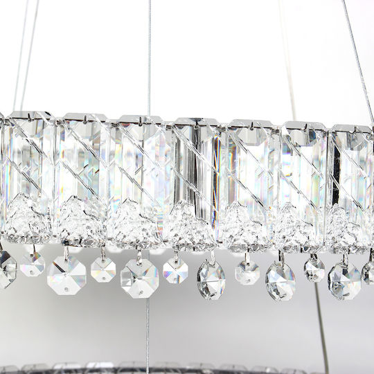 Keskor Adjustable Silver LED Ceiling Light with Crystals 60x60cm
