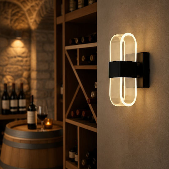 Lampă de perete modernă cu LED integrat și lumină alb cald Neagră 10x20.5cm
