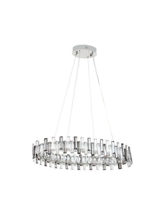 Keskor Smart Plafonieră de Tavan 80cm Argintie cu LED Integrat și Cristale