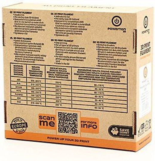 Powerton PLA 3D Printer Filament 1.75mm Λευκό 1kg