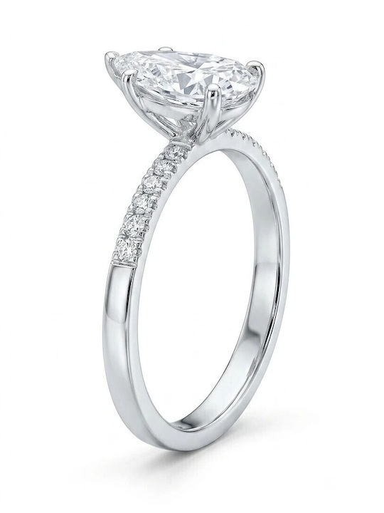 Al'Oro Einzelner Steine Ring aus Weißgold 14K mit Diamant